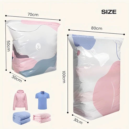 No‑Pump Vacuum Storage Bags – Press & seal, no pump needed. Saves 80% space, keeps clothes dry & dust‑free. Perfect for bulky bedding & off‑season gear. 🛏️🗄️