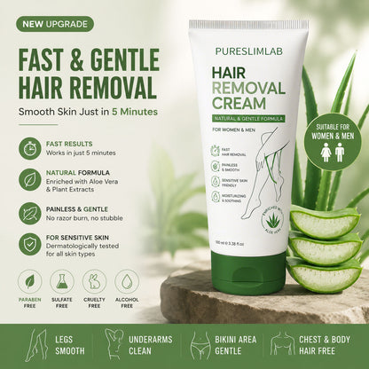 Natural Gentle Hair Removal Cream | For Women & Men, Sensitive Skin