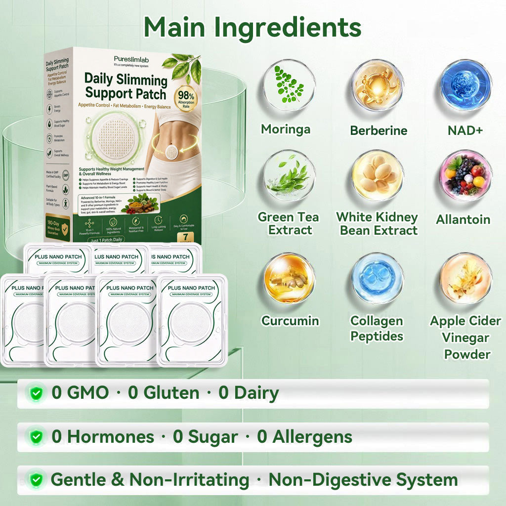 Purselimlab® 𝑴𝒐𝒓𝒊𝒏𝒈𝒂 · 𝑩𝒆𝒓𝒃𝒆𝒓𝒊𝒏𝒆 × 𝑵𝑨𝑫+ 10-𝒊𝒏-1 𝑨𝒅𝒗𝒂𝒏𝒄𝒆𝒅 𝑵𝒂𝒏𝒐 𝑴𝒊𝒄𝒓𝒐𝒏𝒆𝒆𝒅𝒍𝒆 𝑷𝒂𝒕𝒄𝒉(Just once a day, visible changes in 7 days) For obesity, cardiovascular health, diabetes, sleep apnea, thyroid gland, intestinal health, joint problems and more